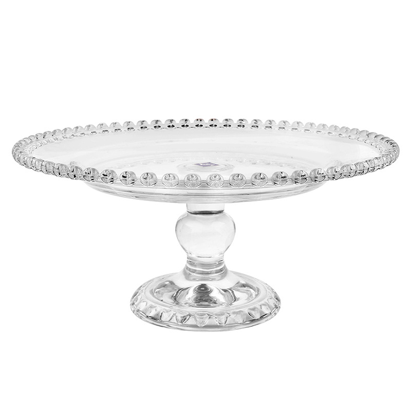Round Glass Platter With Stand,Decoware Glass