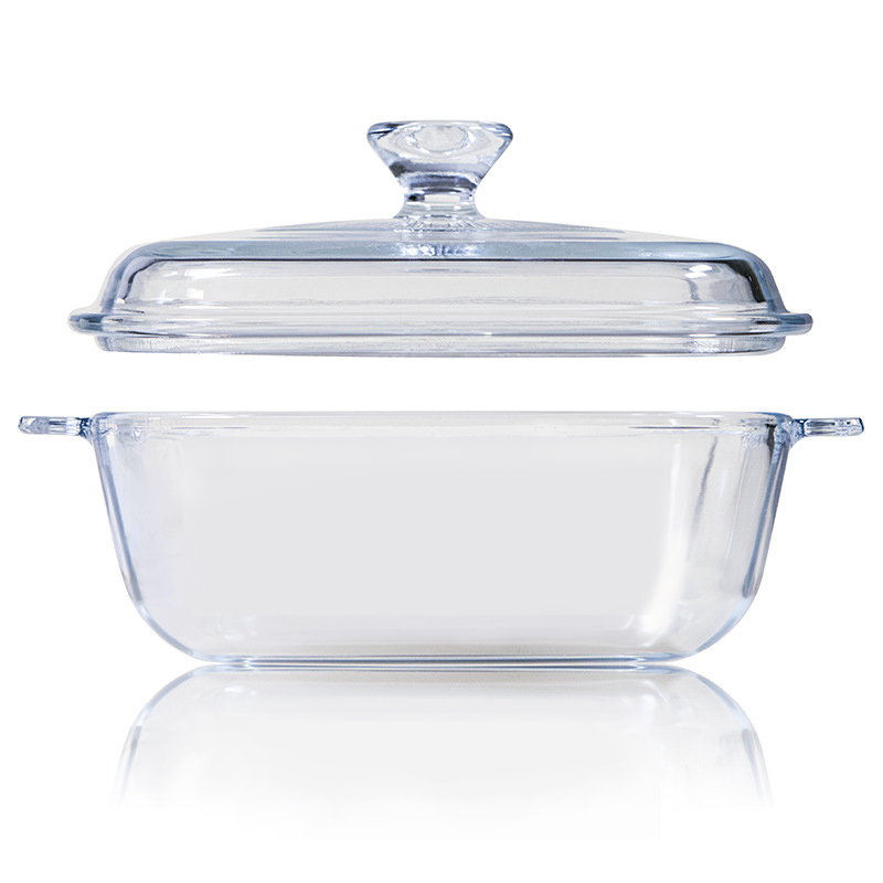 Square glass baking dish with lid