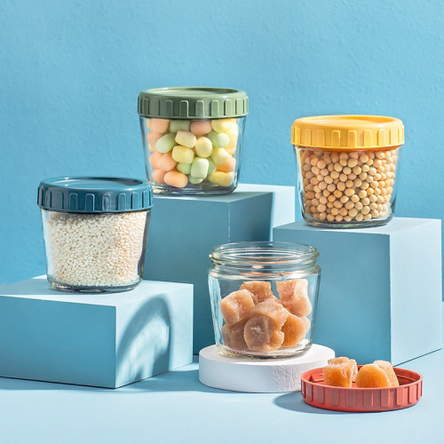 Small glass jars with sealed lids