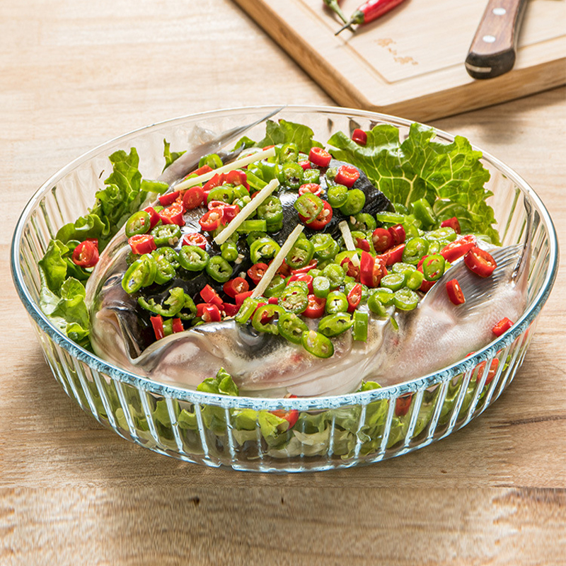 Round glass baking dish without lid