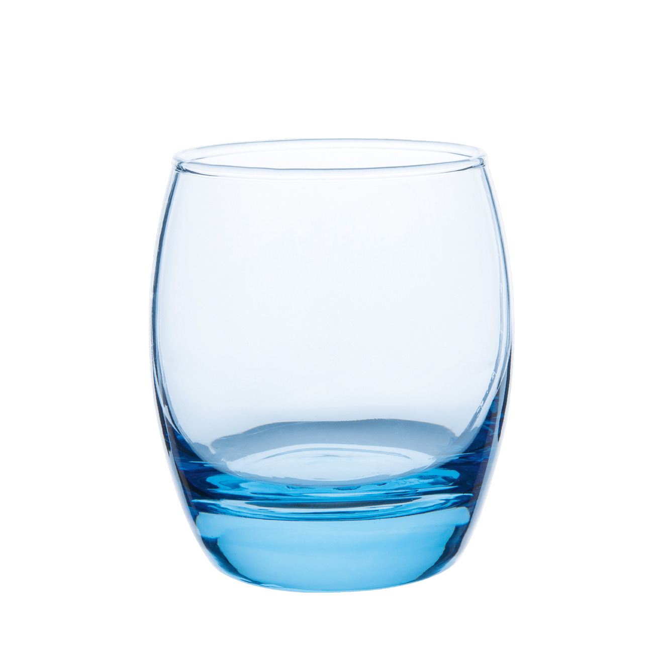 Clear blue drinking glasses