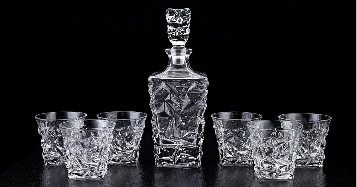 Crystal whiskey decanter set