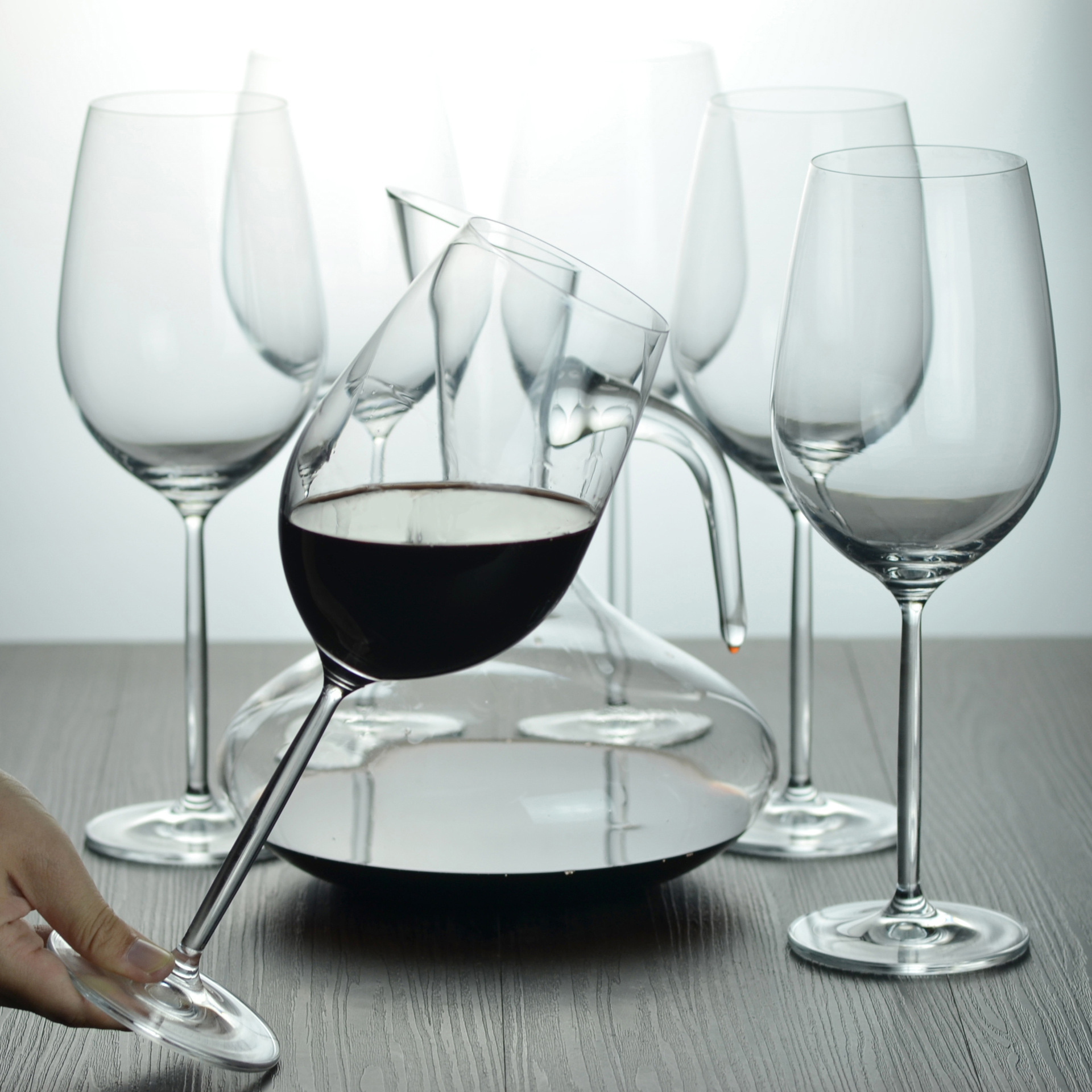 Engraved red wine glasses