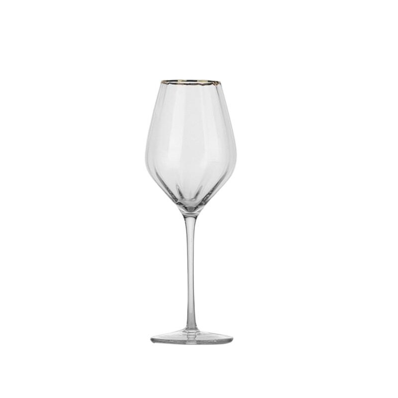 Gold rimmed red wine glasses