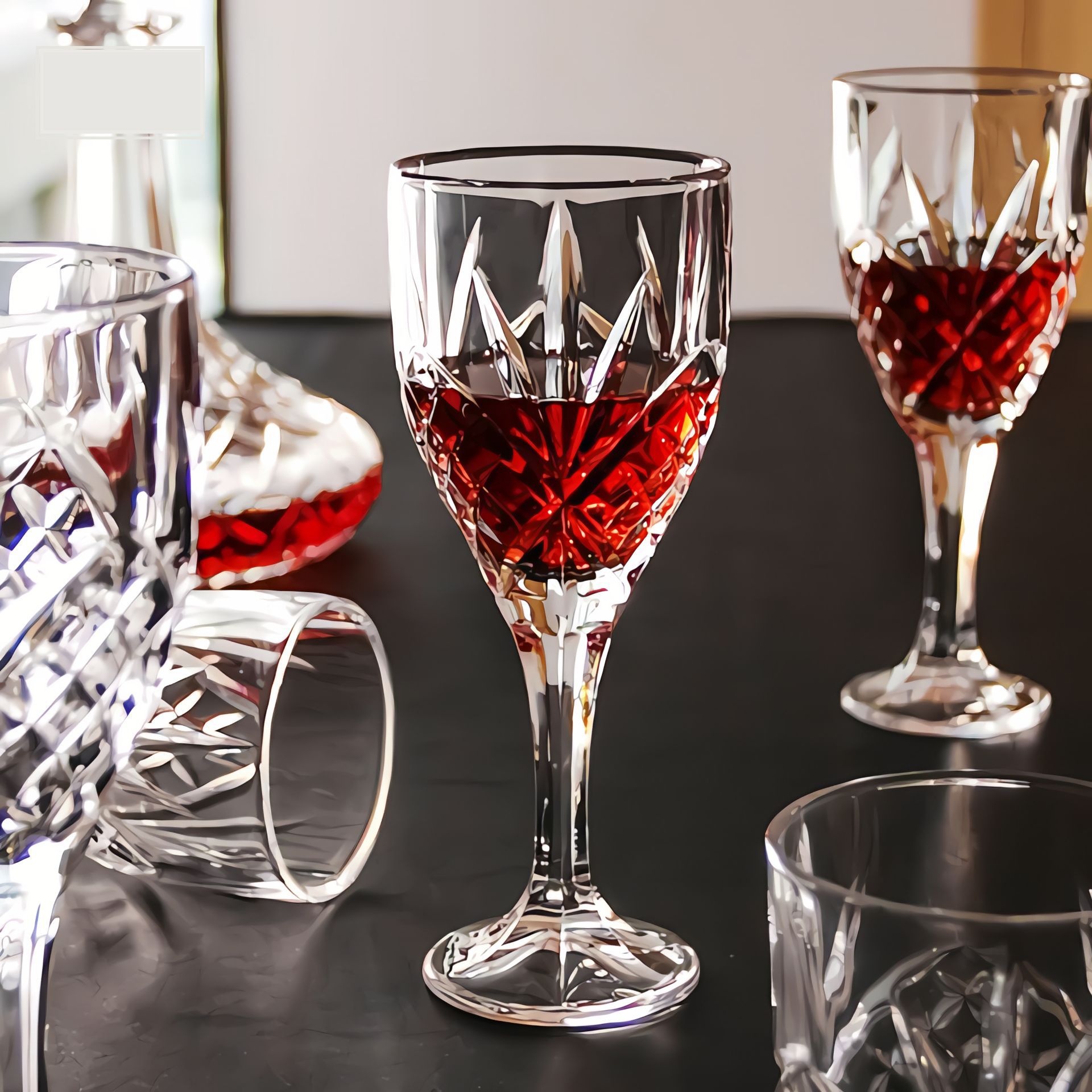 Small red wine glasses