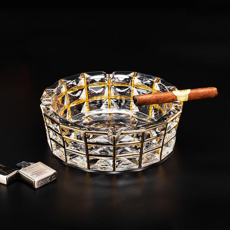 Heavy clear glass ashtray