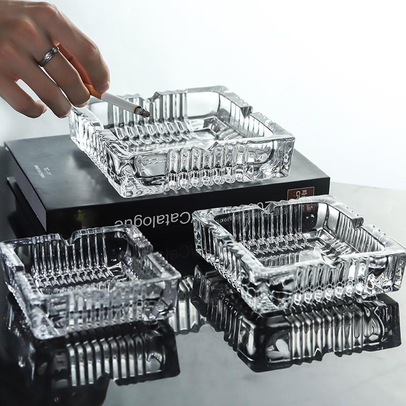 Large clear glass ashtray