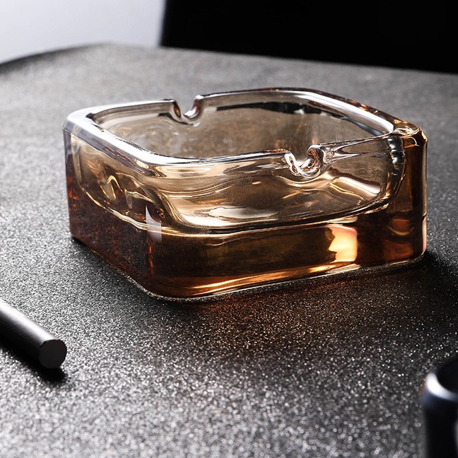 Small square glass ashtray