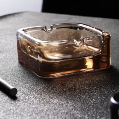 Small square glass ashtray