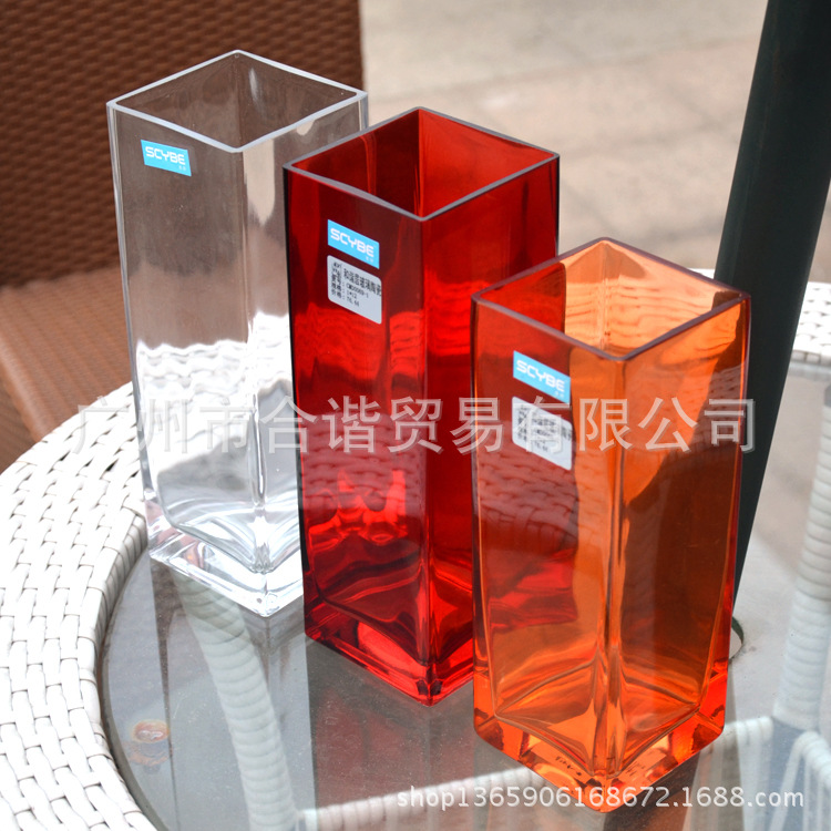 Big glass square vases