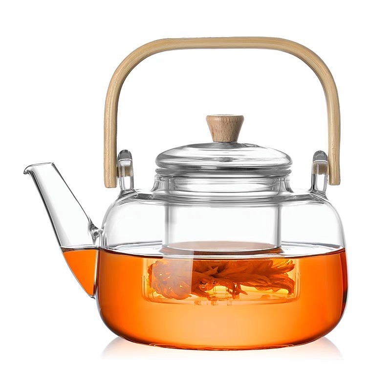Glass tea kettle with infuser