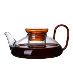 amber borosilicate glass teapot