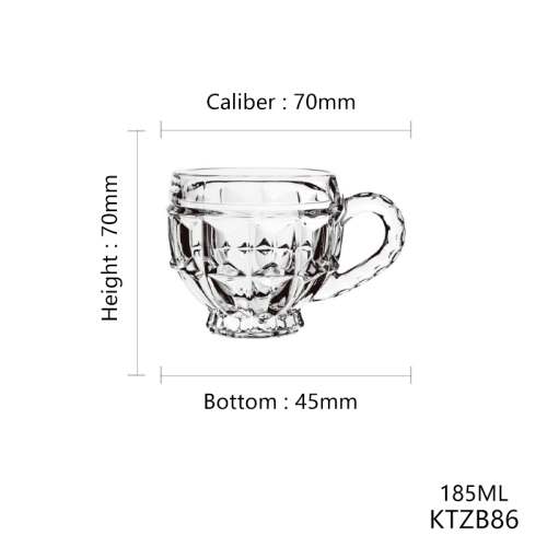 Hxglass Wholesale spiral glass tea cup with handle machine made coffee drinking glass cup tasse en verre