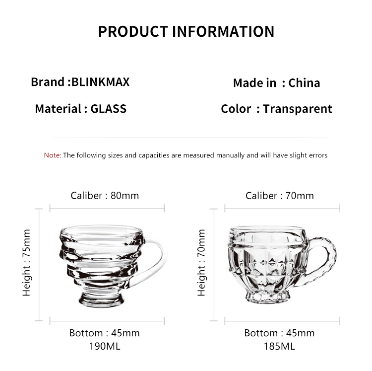 Hxglass Wholesale spiral glass tea cup with handle machine made coffee drinking glass cup tasse en verre