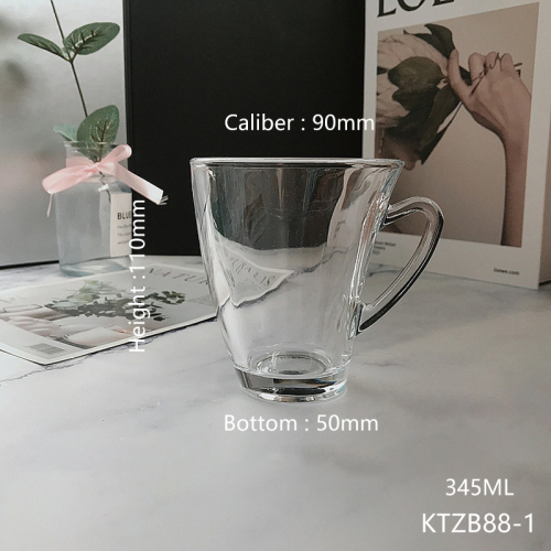 Hxglass Wholesale Transparent Tilted Coffee Cups Glass Tea Milk Water Mug with Handle custom christmas coffee cups