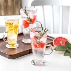 Hxglass Wholesale hotel bar use glass mug for Soda Beverages milk tea cup Creative Glass Cups With Handles