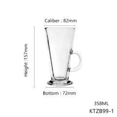 Hxglass Wholesale hotel bar use glass mug for Soda Beverages milk tea cup Creative Glass Cups With Handles