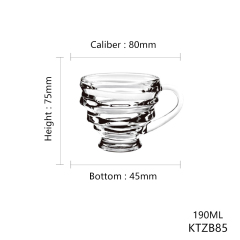 Hxglass Wholesale spiral glass tea cup with handle machine made coffee drinking glass cup tasse en verre