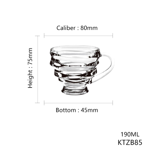 Hxglass Wholesale spiral glass tea cup with handle machine made coffee drinking glass cup tasse en verre