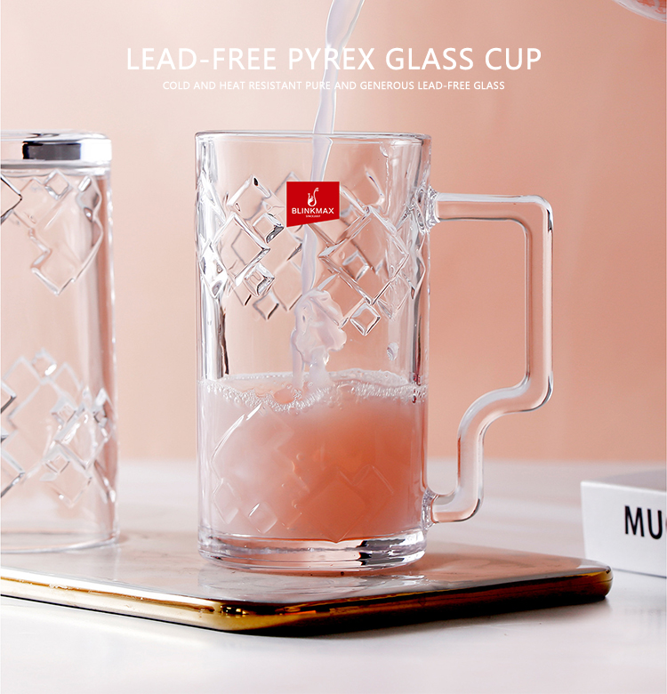 Hxglass Blinkmax Custom Engraved Gold Stamped Beer Mug Excellent Thermal Cold Resistance Laser Logo Pattern for Water and Wine