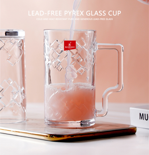 Hxglass Blinkmax Custom Engraved Gold Stamped Beer Mug Excellent Thermal Cold Resistance Laser Logo Pattern for Water and Wine