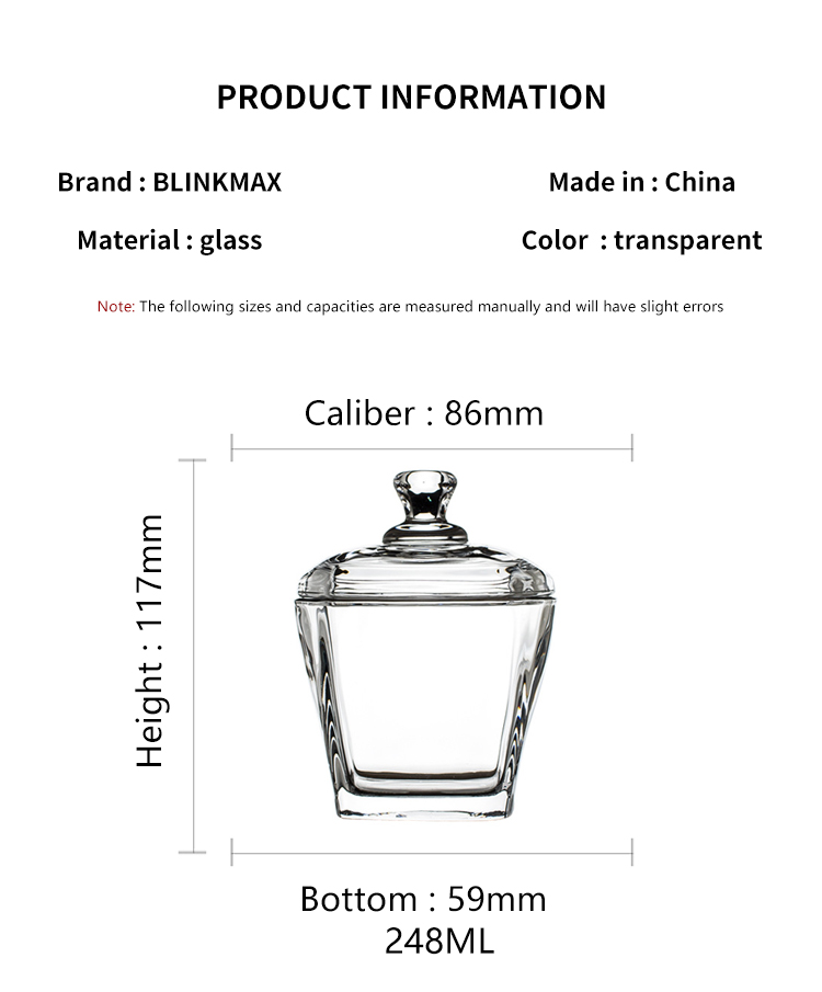 Hxglass 250ml tea storage glass jar with lid mulitifuntion candle jar