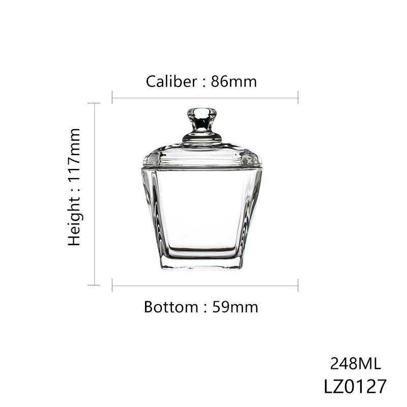 Hxglass 250ml tea storage glass jar with lid mulitifuntion candle jar