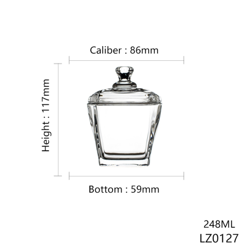 Hxglass 250ml tea storage glass jar with lid mulitifuntion candle jar