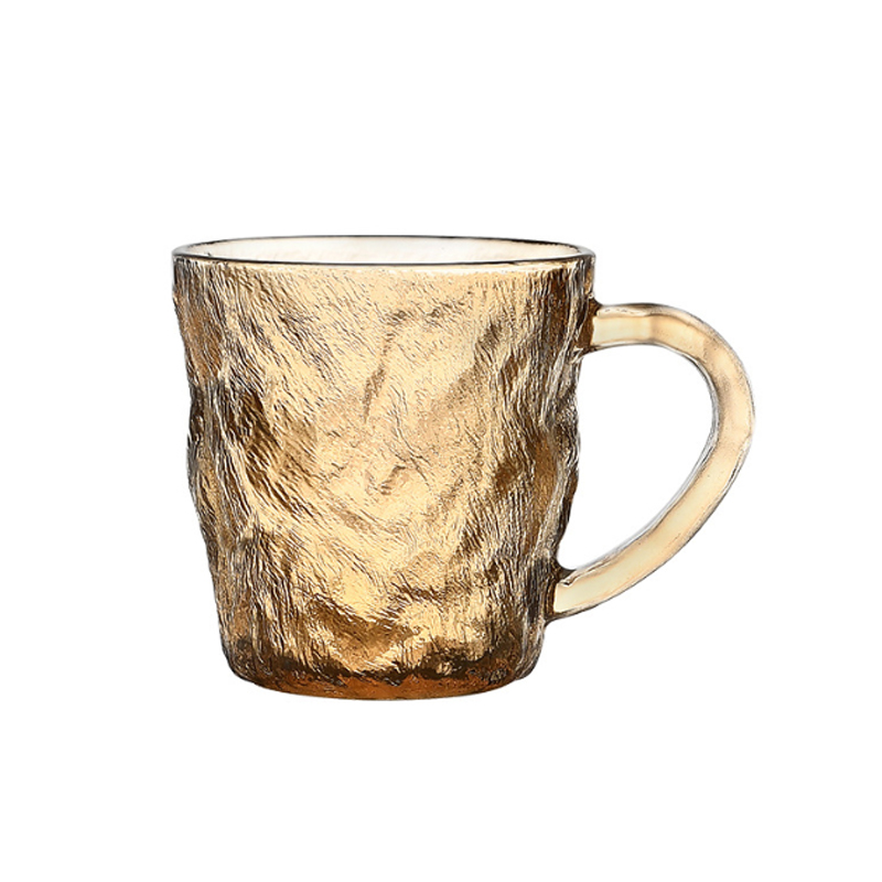 Hxglass 300ml amber smoot tea coffee cup with handle glass mug DDP service