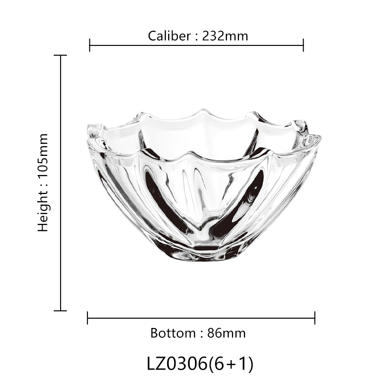 Hxglass 9inches round tempered glass Sala bowl fruit bowl 6pack gift box set