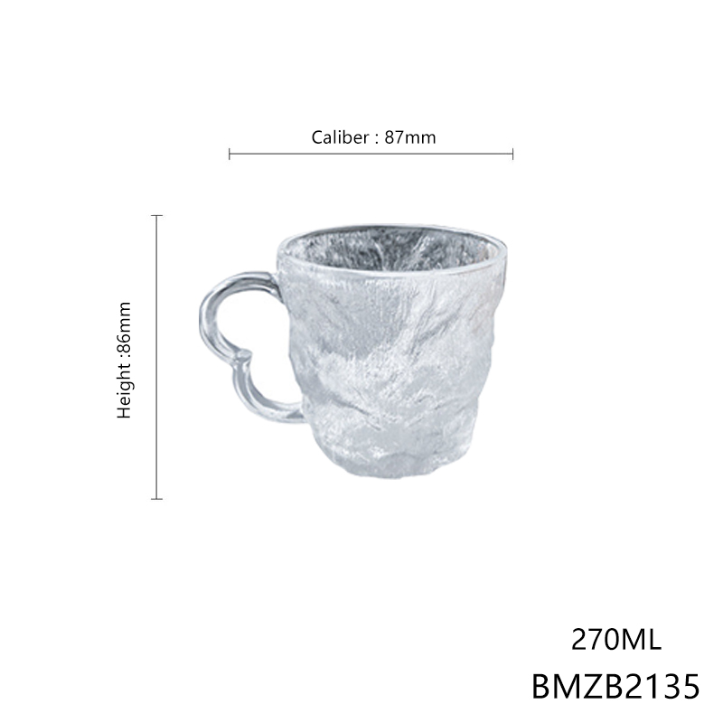 Hxglass japanese style 270ml 350ml Bark pattern tea coffee cup with handle glass tumbler instock Easter day gift