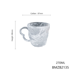 Hxglass japanese style 270ml 350ml Bark pattern tea coffee cup with handle glass tumbler instock Easter day gift