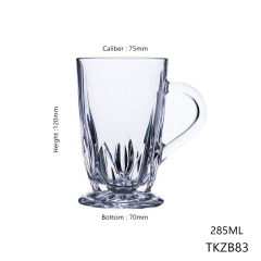 Hxglass Creative Leaf Pattern 280ml Glass Cup with Feet Milk Tea Coffee Juice Water Beer Glass Wholesale Tea Cups and Saucers