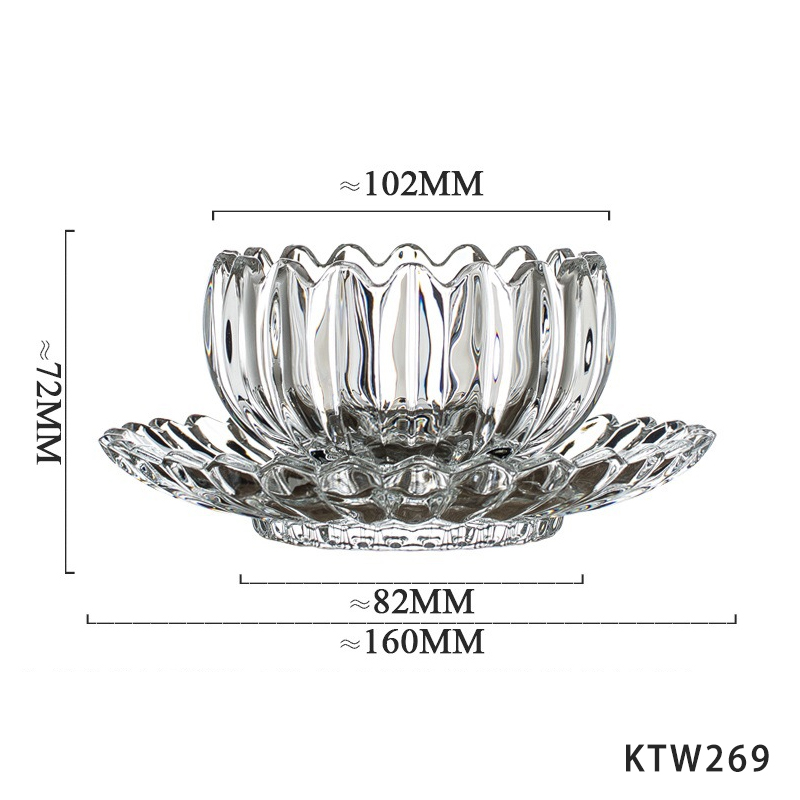 Stock Hotsale Lotus Bowl coaster Set for Candles Holder Custom logo 4inches Glass Candle Containers Cubilose Bowl