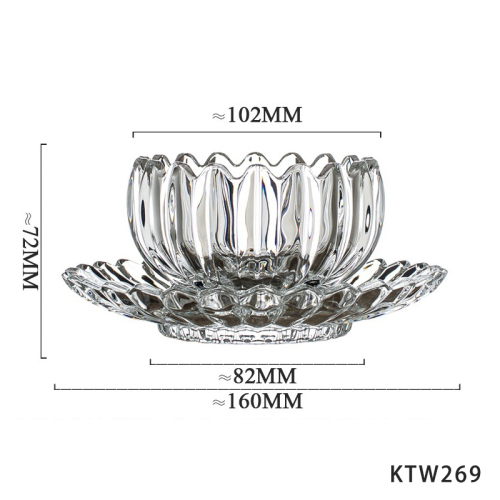 Stock Hotsale Lotus Bowl coaster Set for Candles Holder Custom logo 4inches Glass Candle Containers Cubilose Bowl