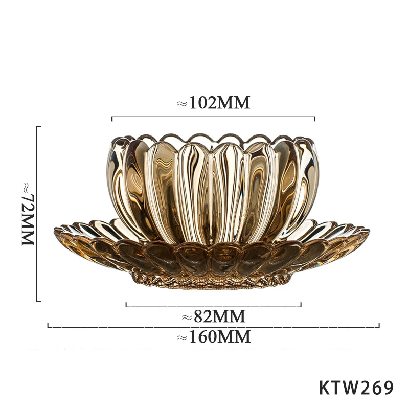 Stock Hotsale Lotus Bowl coaster Set for Candles Holder Custom logo 4inches Glass Candle Containers Cubilose Bowl