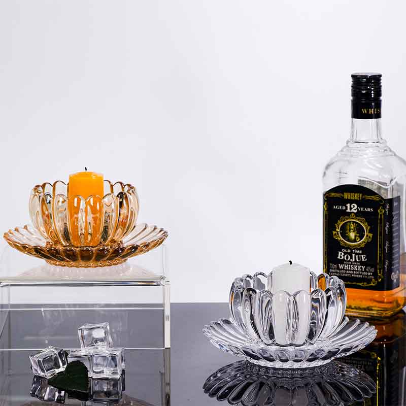 Stock Hotsale Lotus Bowl coaster Set for Candles Holder Custom logo 4inches Glass Candle Containers Cubilose Bowl