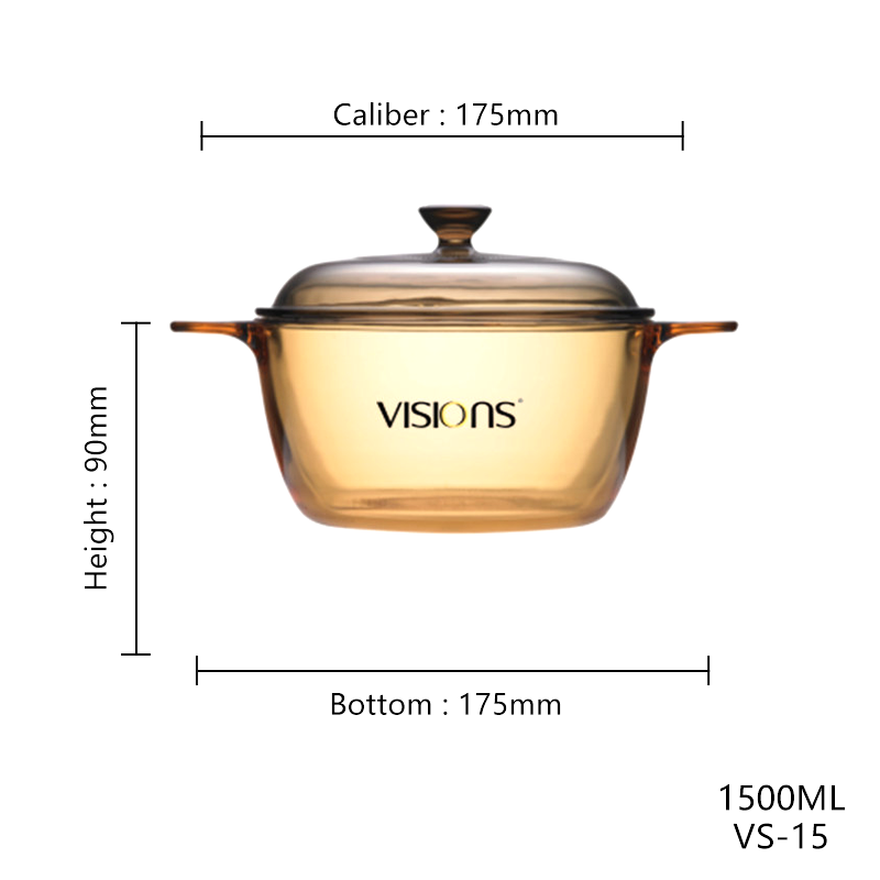 Original Corning Glass Ceramic Sauce Pan Classic Dutch Oven for Gas Stove Fashionable Glass Cooking Pot Household Kitchenware