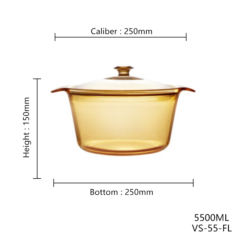 Original Corning Glass Ceramic Sauce Pan Classic Dutch Oven for Gas Stove Fashionable Glass Cooking Pot Household Kitchenware
