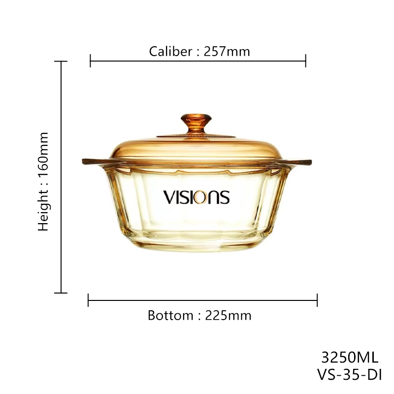 Original Corning Glass Ceramic Sauce Pan Classic Dutch Oven for Gas Stove Fashionable Glass Cooking Pot Household Kitchenware