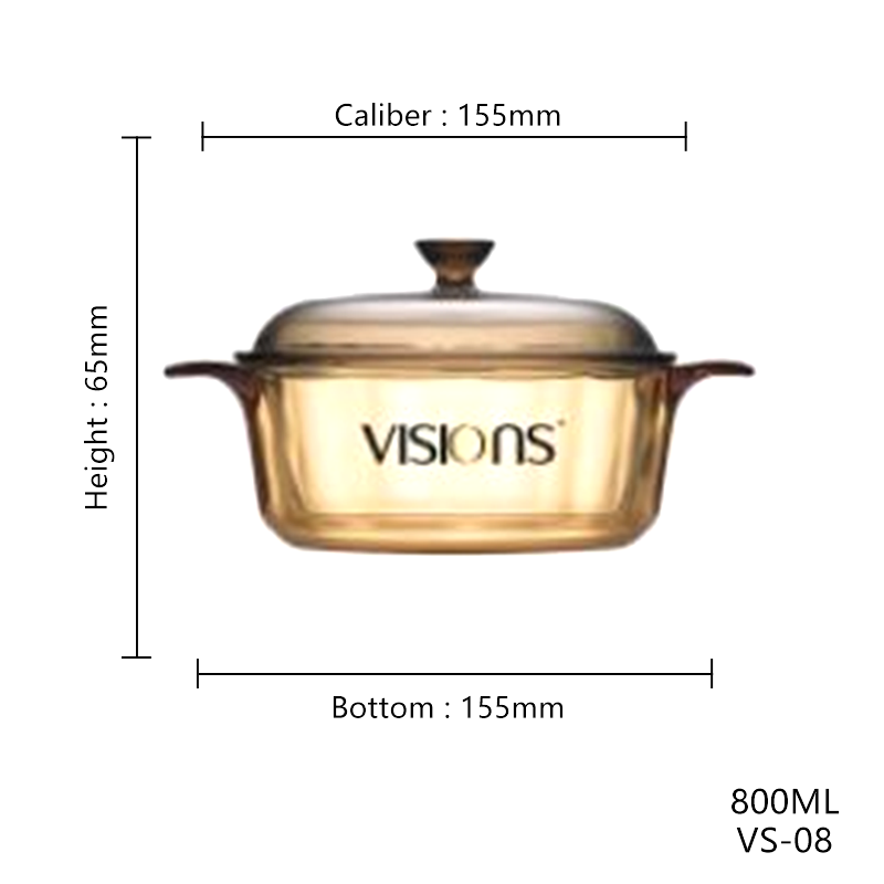 Original Corning Glass Ceramic Sauce Pan Classic Dutch Oven for Gas Stove Fashionable Glass Cooking Pot Household Kitchenware