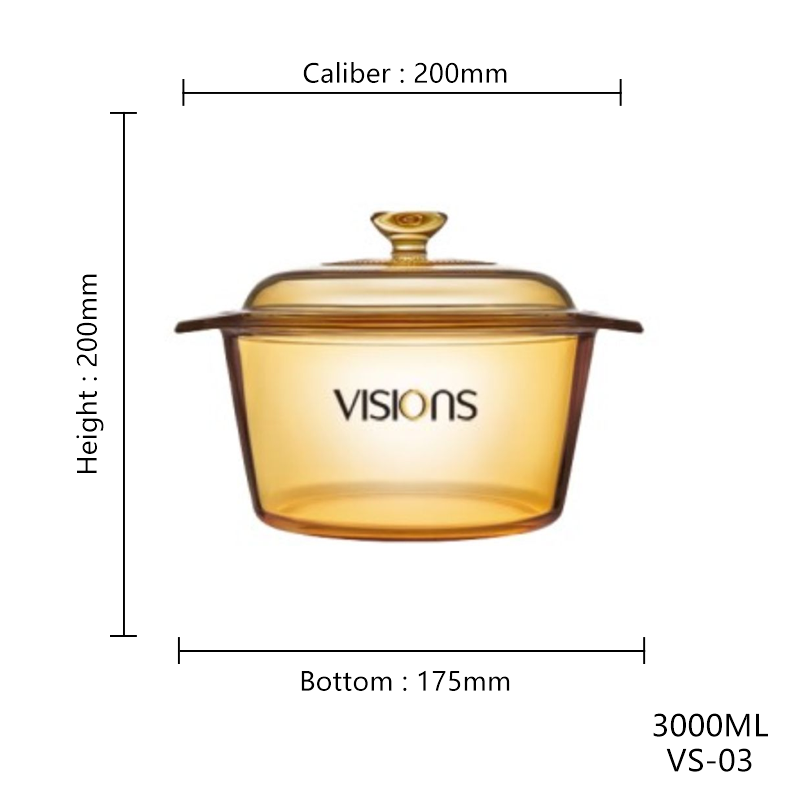 Original Corning Glass Ceramic Sauce Pan Classic Dutch Oven for Gas Stove Fashionable Glass Cooking Pot Household Kitchenware