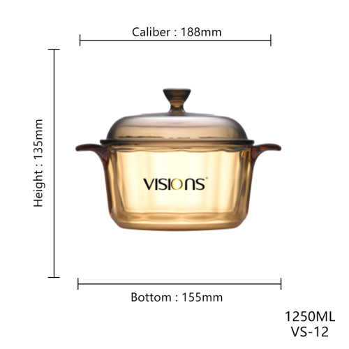 Original Corning Glass Ceramic Sauce Pan Classic Dutch Oven for Gas Stove Fashionable Glass Cooking Pot Household Kitchenware
