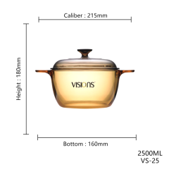 Original Corning Glass Ceramic Sauce Pan Classic Dutch Oven for Gas Stove Fashionable Glass Cooking Pot Household Kitchenware