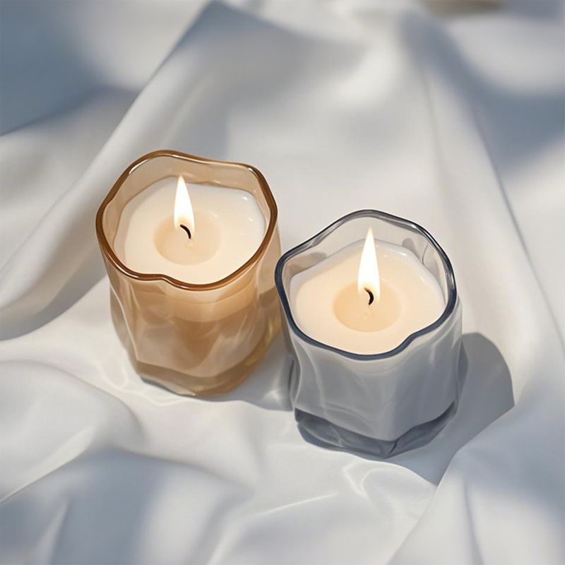 INS Hotsell 6.5oz Amber Iridescent Glass Crystal Candle Holder Home Decor Easter Instock Gold Candle Vessel Jar Best Seller