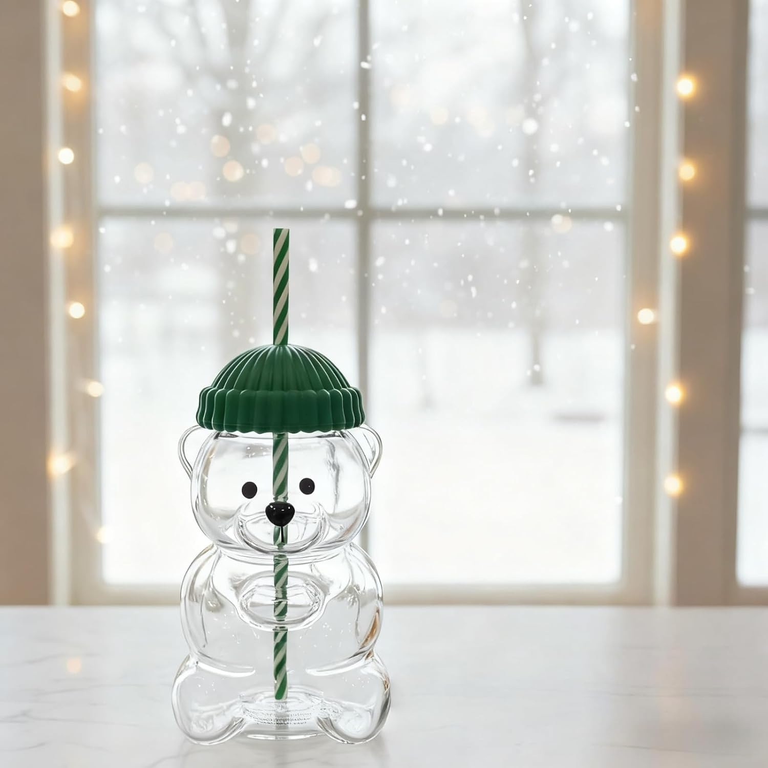 600ml glass cup with lid and straw bear glass cup starbucks wholesale