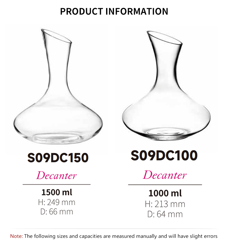 custom design crystal wine decanter 1000ml 1500ml
