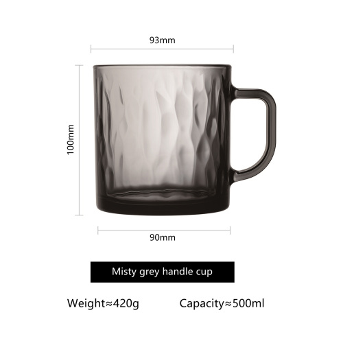 Luminarc Factory wholesale Gray Solid Color Coffee Tea Cup 350ml Durable Tempered Glass for Milk Tea Drinking Mug