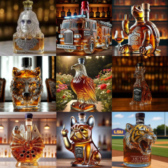 wholesale customize model engine tiger eagle patterned whiskey bottle