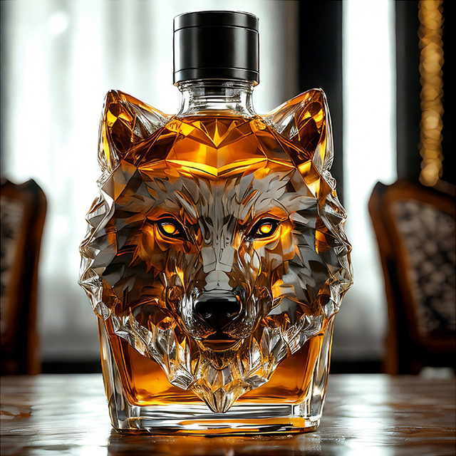 wholesale customize model engine tiger eagle patterned whiskey bottle